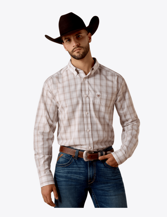 Men's Ariat Wrinkle Free Wesley Classic Fit Shirt - White Multi Plaid
