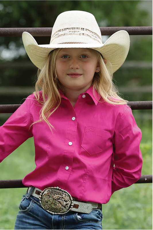 Girl's Cruel Girl Solid Pink Button-Up Shirt