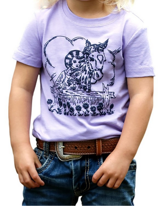 Girl's Cruel Girl Puff Print Lilac Graphic Tee