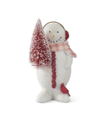 Resin Burlap Textured Snowman - 6.75"