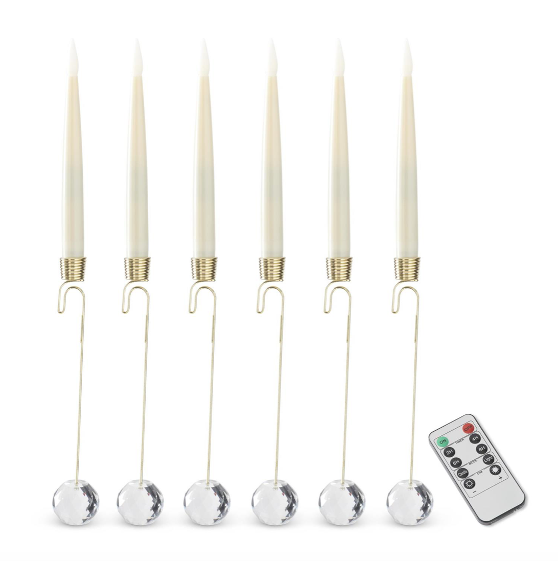 Glass Pendant Hanging LED Candle Ornaments - Set of 6