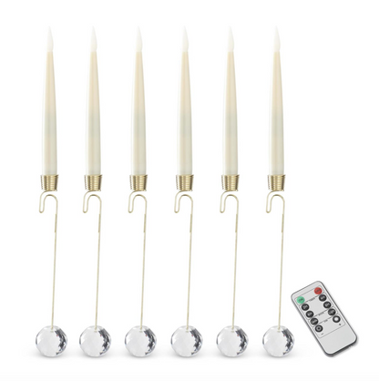 Glass Pendant Hanging LED Candle Ornaments - Set of 6