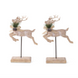 Resin Woodgrain Jumping Reindeer w/ Bow