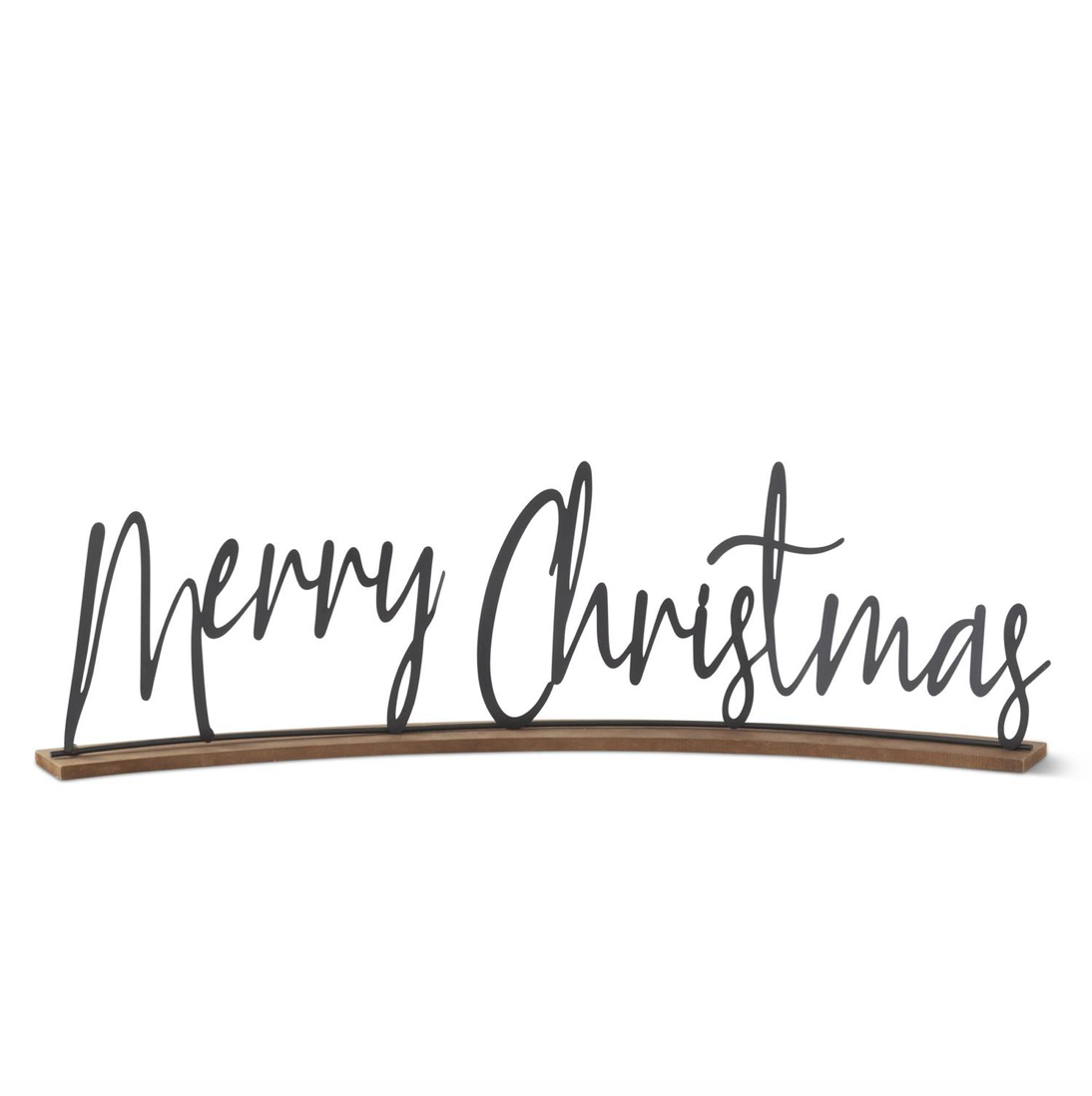 Curved 'Merry Christmas' Matte Black Metal Sign