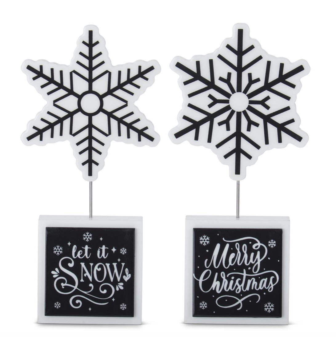 Black & White Snowflake Christmas Message Signs