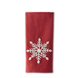 White Beaded Snowflake Red Velvet Towel