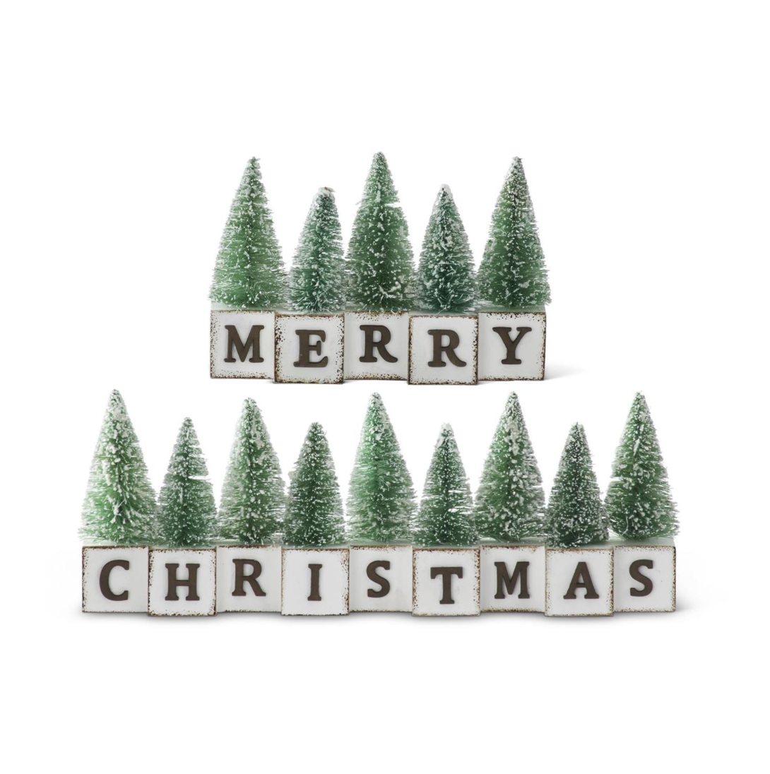 'Merry Christmas' Blocks w/ Snowy Trees