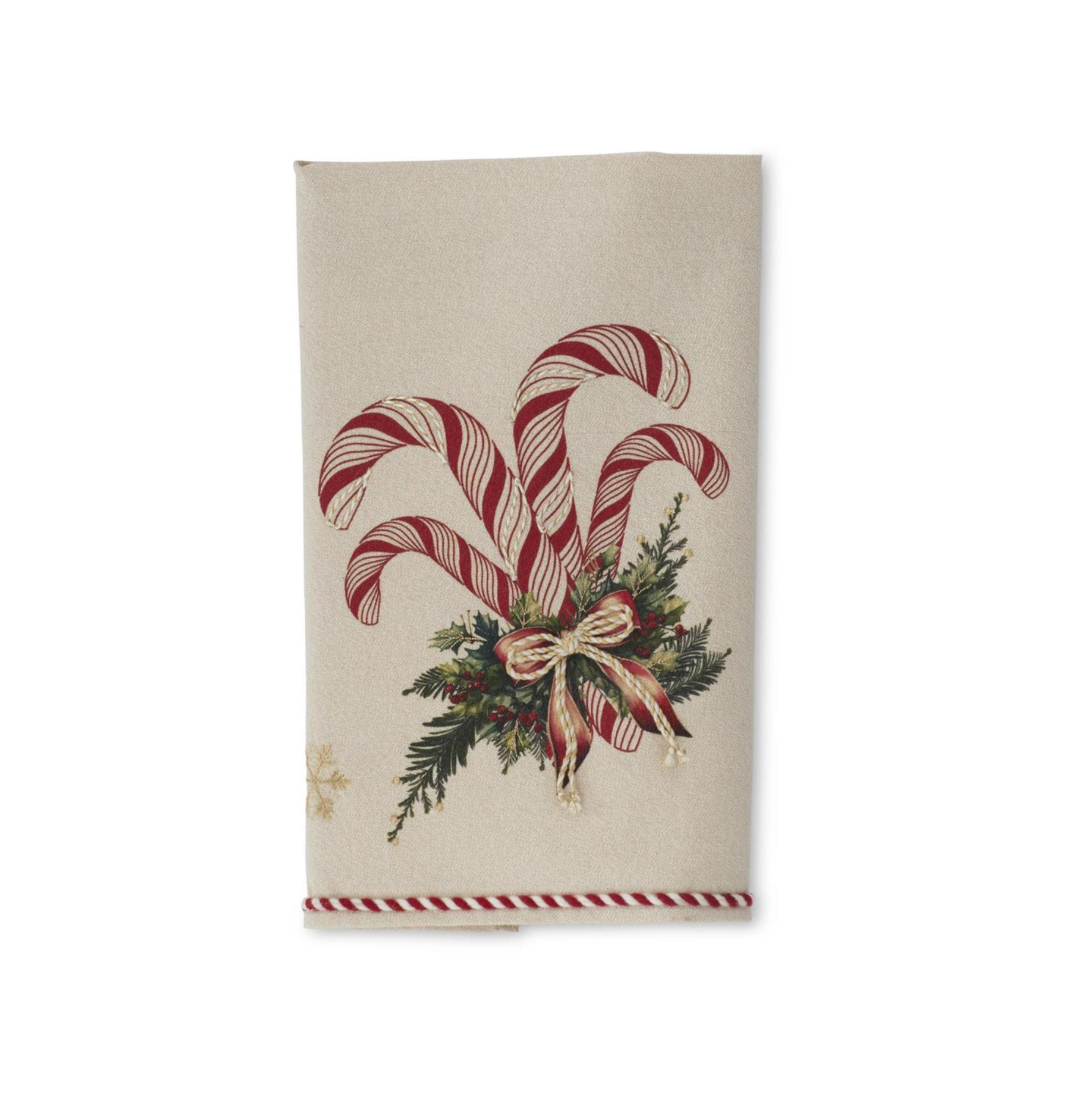 Cream & Gold Candy Cane Hand Towel