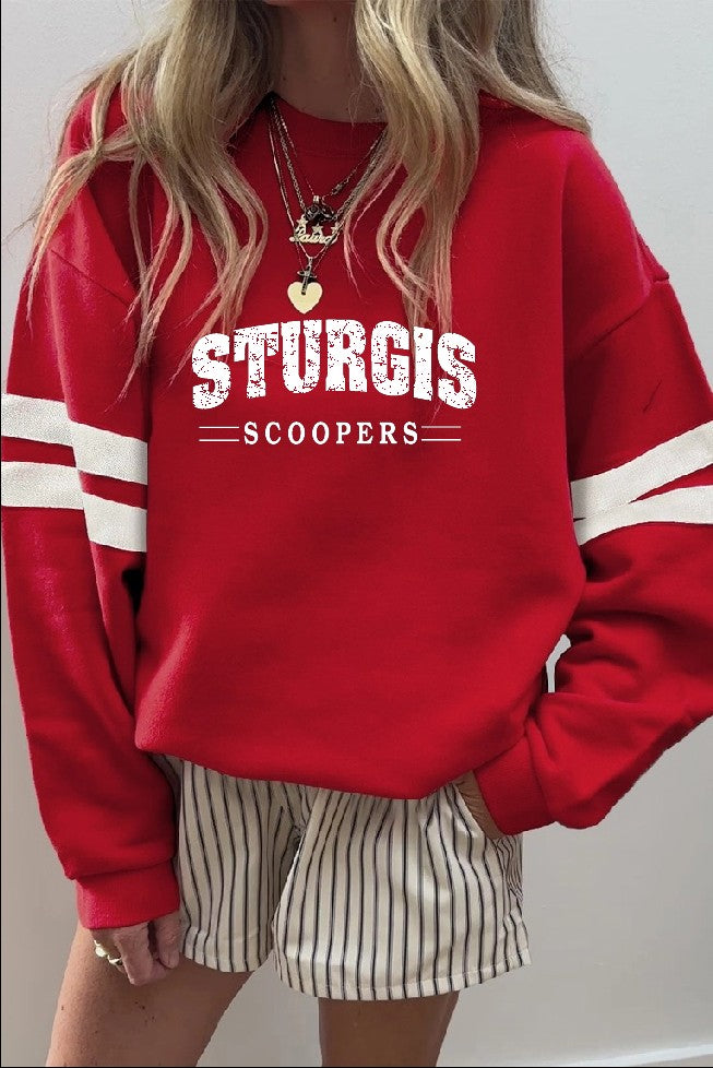 Women's Varsity Stripe Oversize Sweatshirt - Sturgis Scoopers