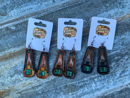 The Rodeo Rose Southwest Hand tooled Leather Earring