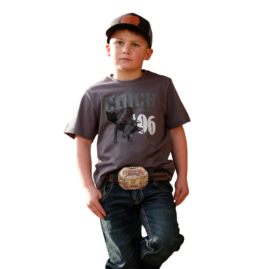 Boy's Cinch Charcoal Gray T-shirt