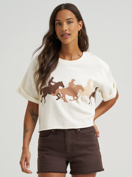 Women's Wrangler Retro Crew Crop Short Sleeve Sweatshirt - Cream