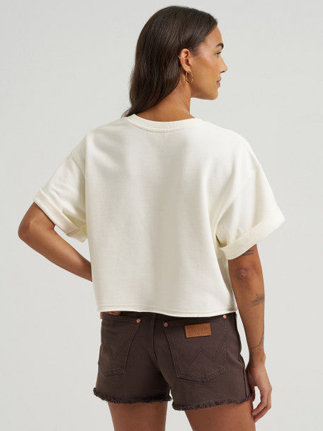 Women's Wrangler Retro Crew Crop Short Sleeve Sweatshirt - Cream