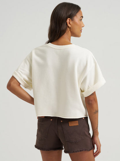 Women's Wrangler Retro Crew Crop Short Sleeve Sweatshirt - Cream