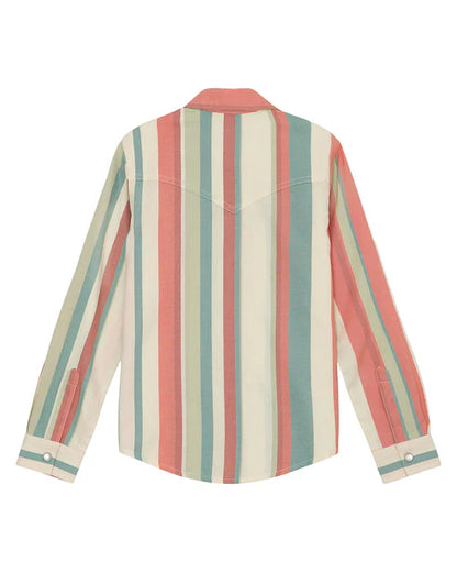 Girl's Wrangler Western Shirt - Coral/Teal