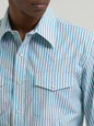 Men's Wrangler Wrinkle Resist Western Snap Shirt - Blue Striped