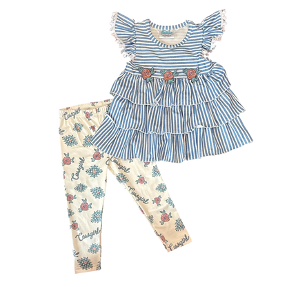 Girl's Shea Baby Two PC Retro Cowgirl Legging Set