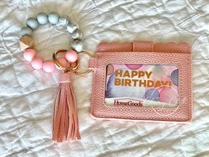 Wristlet Keychain Wallet - Peachy Pink