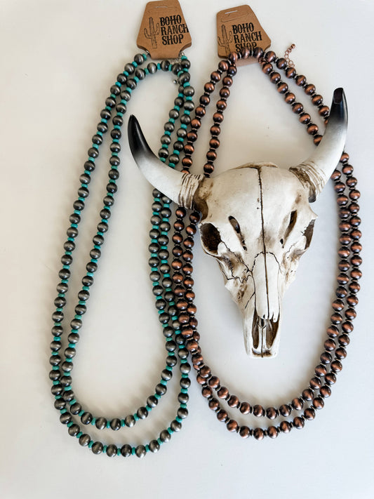 60″ Western Navajo Style Pearl Necklace