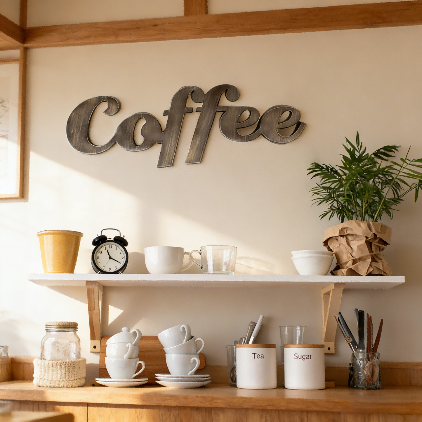 3D Coffee Cutout Lettering Metal Wall Hanging Sign Decor