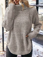Women's High Lapel Split Pullover Knitted Sweater