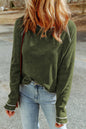 Women's Textured Long Sleeve Top - Green
