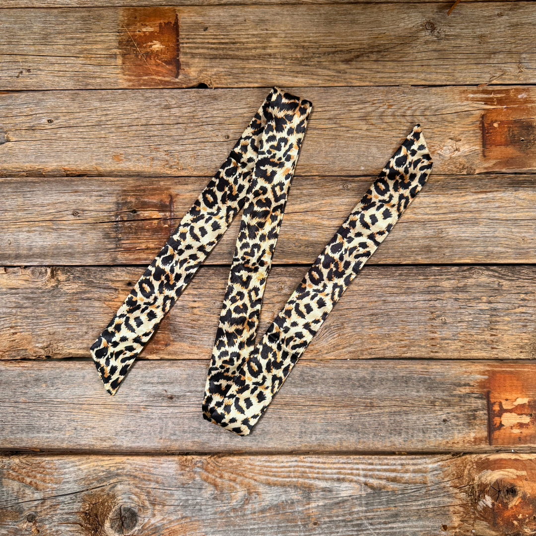 Tan Leopard Skinny Mini Wild Rag Scarf
