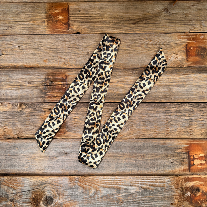 Tan Leopard Skinny Mini Wild Rag Scarf