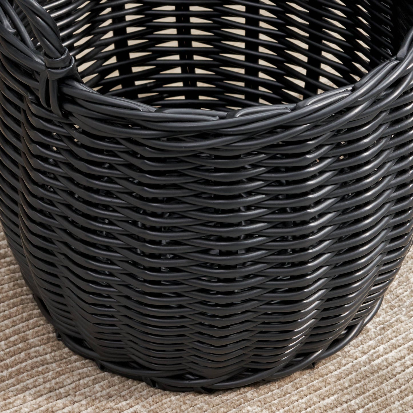 Lucius Round Resin Woven Wicker Basket with Handles