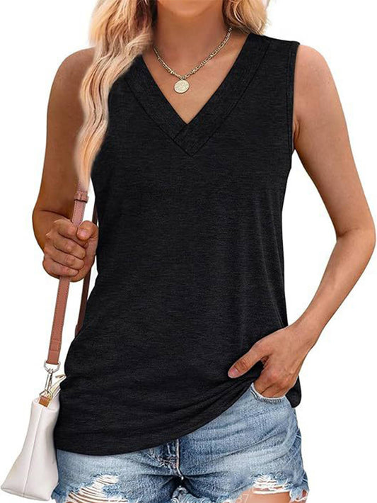 Women's V-Neck Solid Tank Top