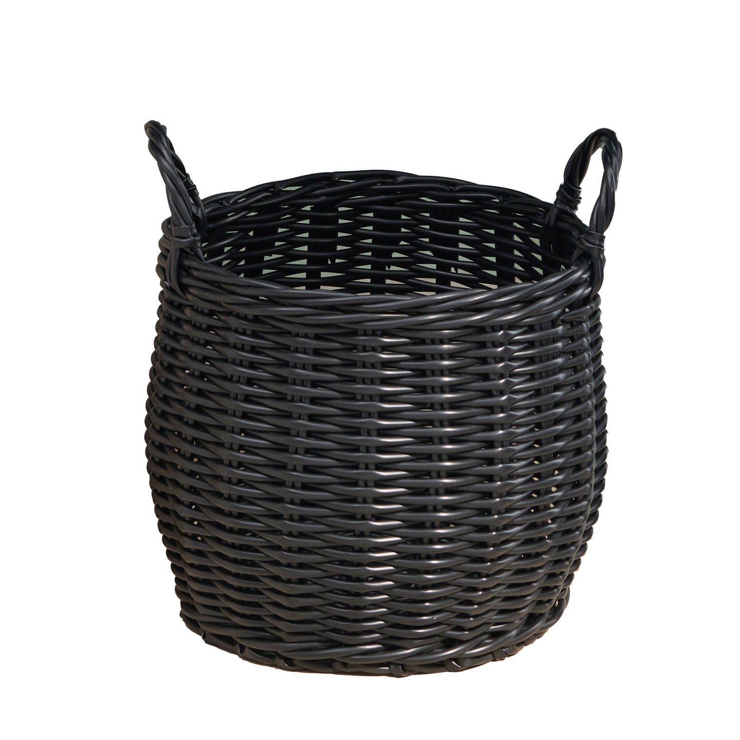 Lucius Round Resin Woven Wicker Basket with Handles