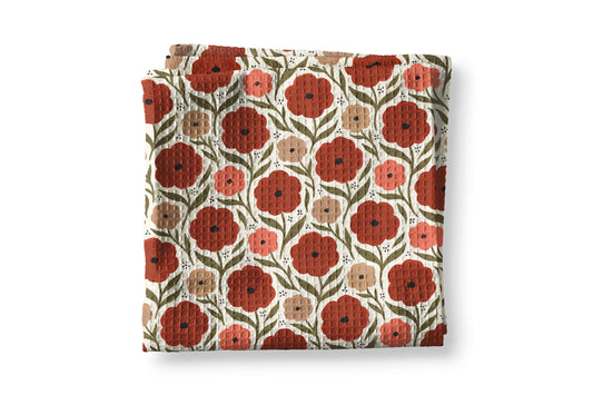 Fall Crimson Boho Floral Kitchen Towel