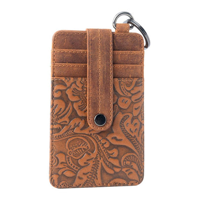 Roper Card Holder in brown with Embossed detail