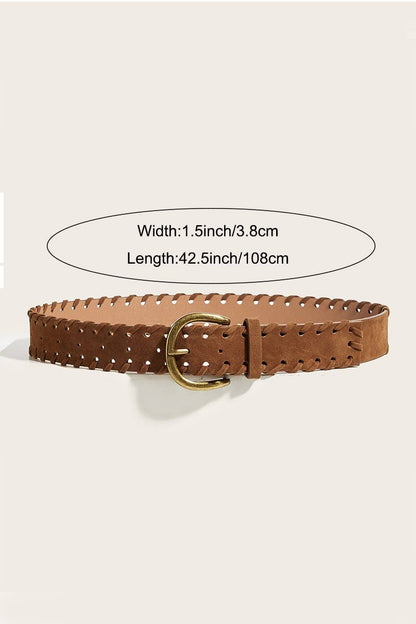 Vintage Braided Brass Pin Buckle Belt - Camel