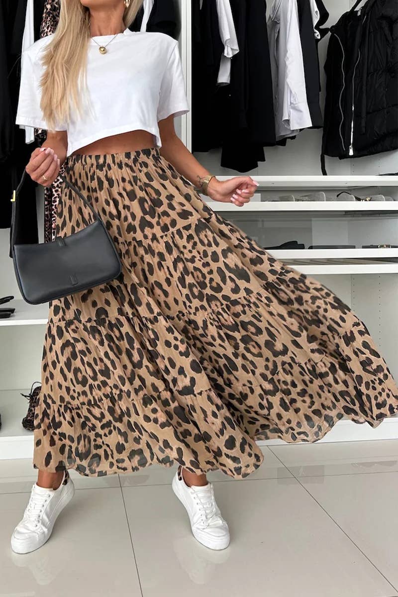 Women's Leopard Print Swing Skirt