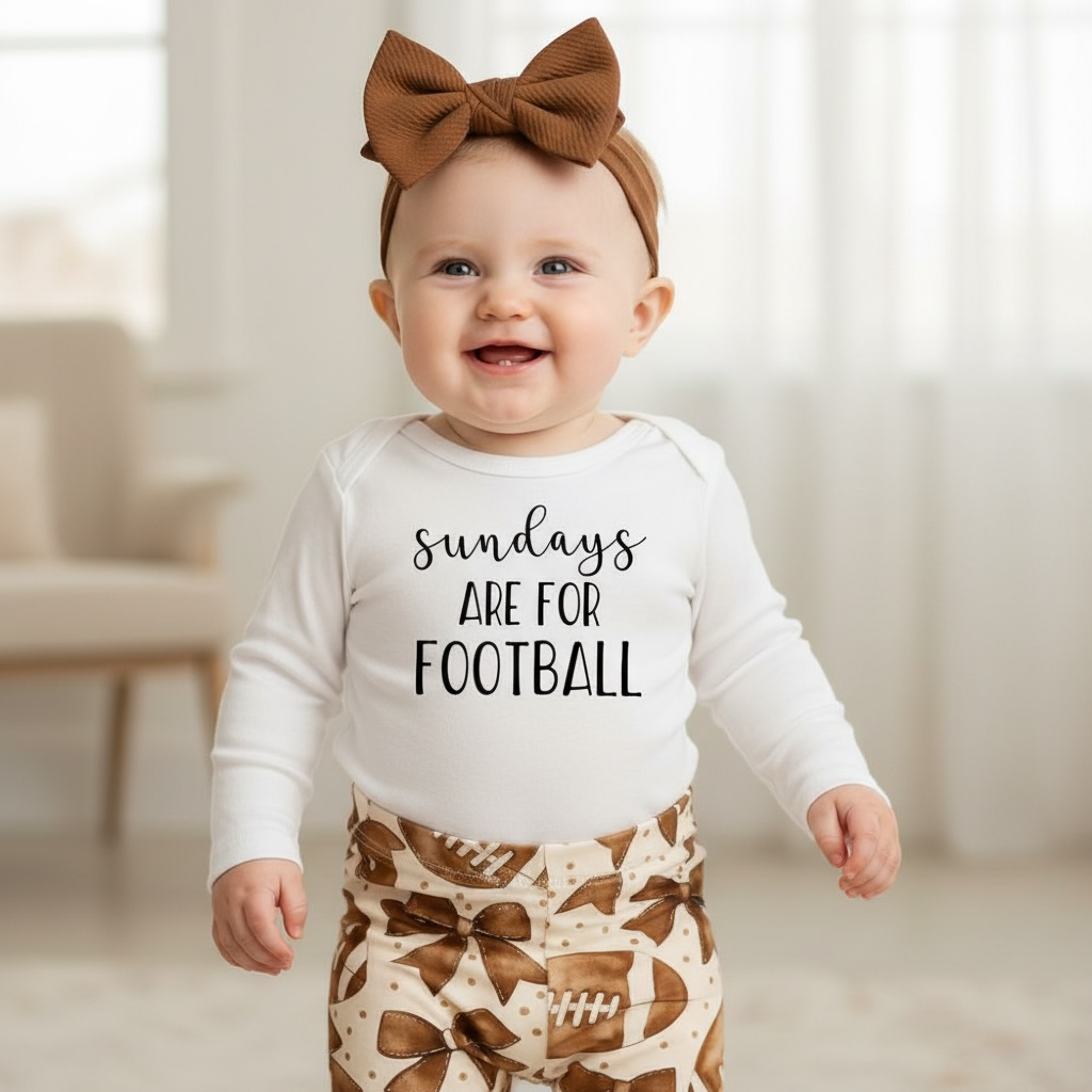 Girl's Football Bows Baby Bell Bottom Outfit