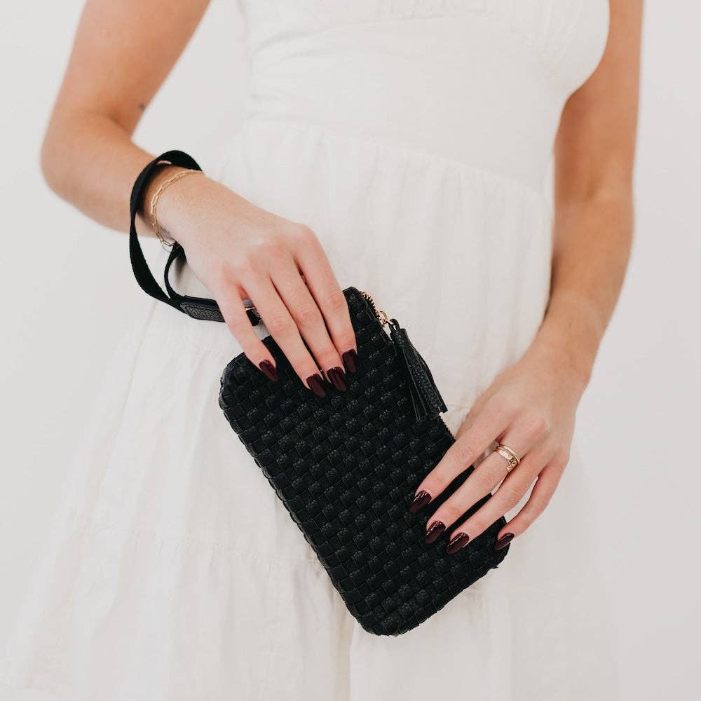 Emma Woven Clutch Wristlet - Black