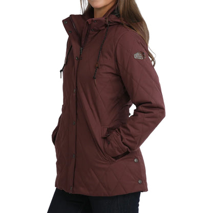 Women's Cinch Quilted Barn Coat - Burgundy