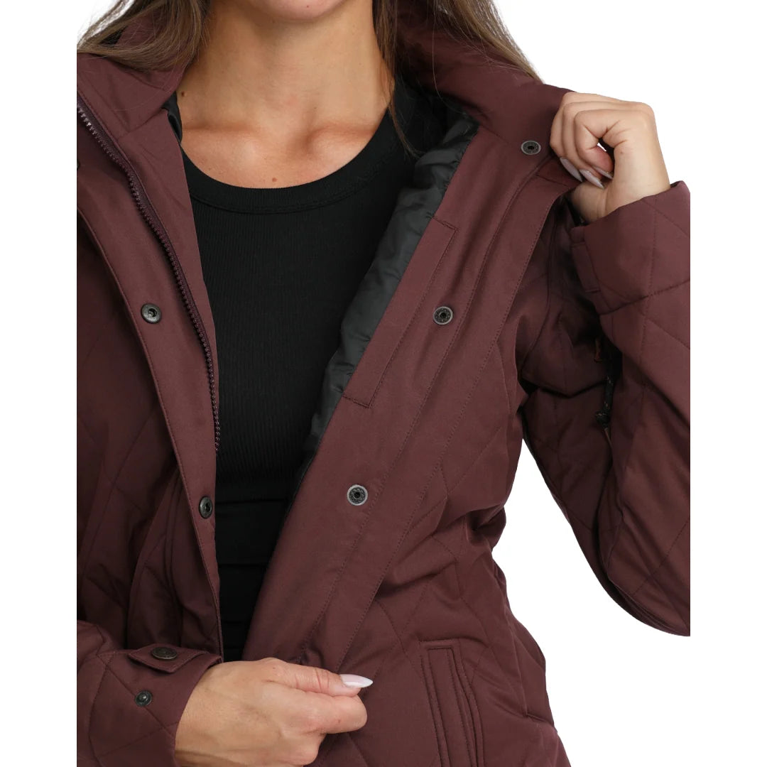 Women's Cinch Quilted Barn Coat - Burgundy