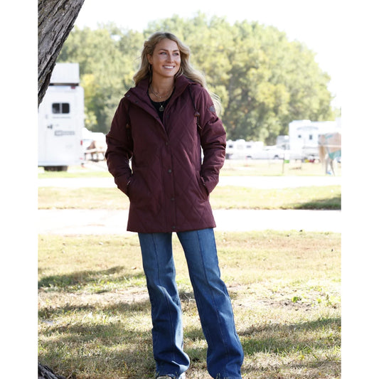 Women's Cinch Quilted Barn Coat - Burgundy