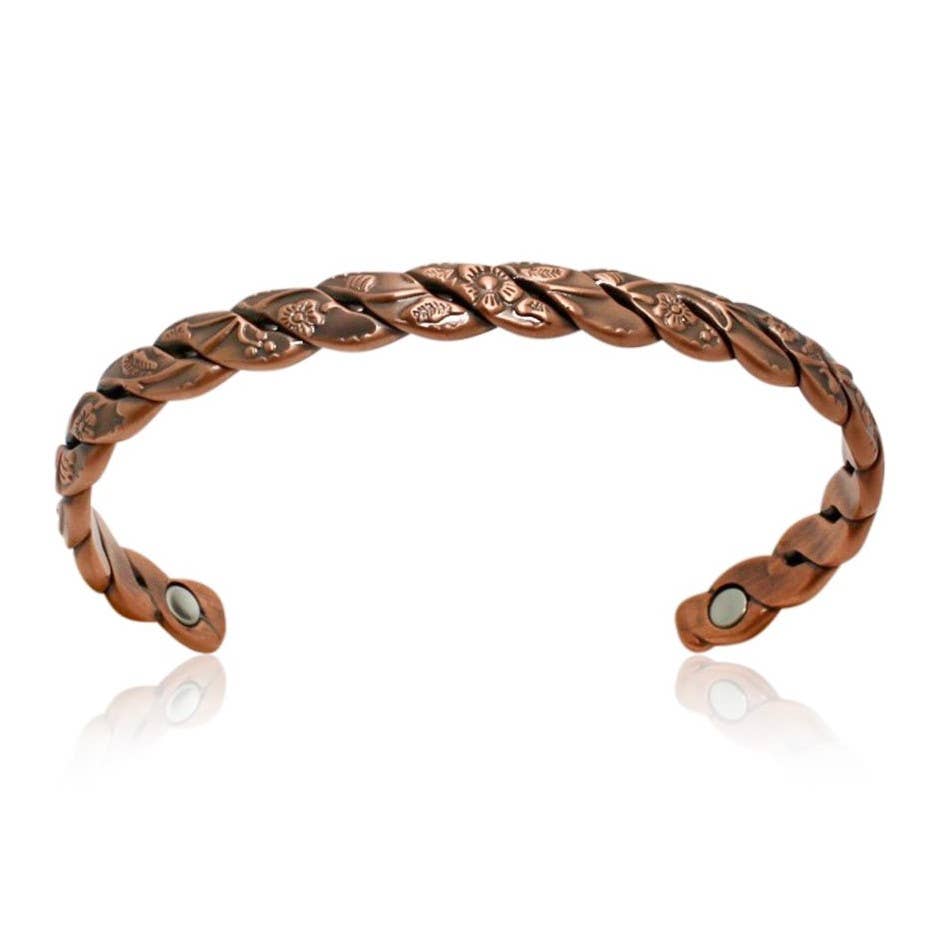 Copper Floral Intertwinded Magnetic Bracelet