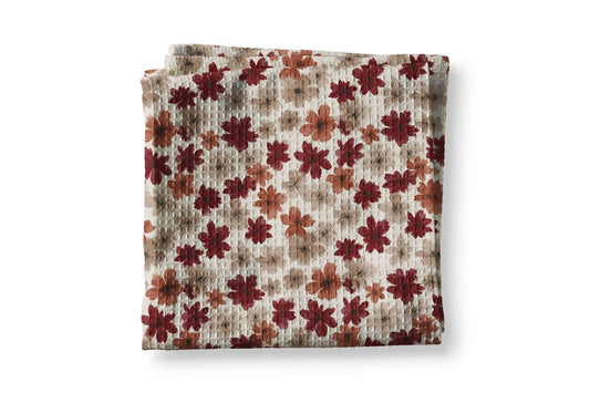 Fall Rust Red Wildflower Kitchen Waffle Towel