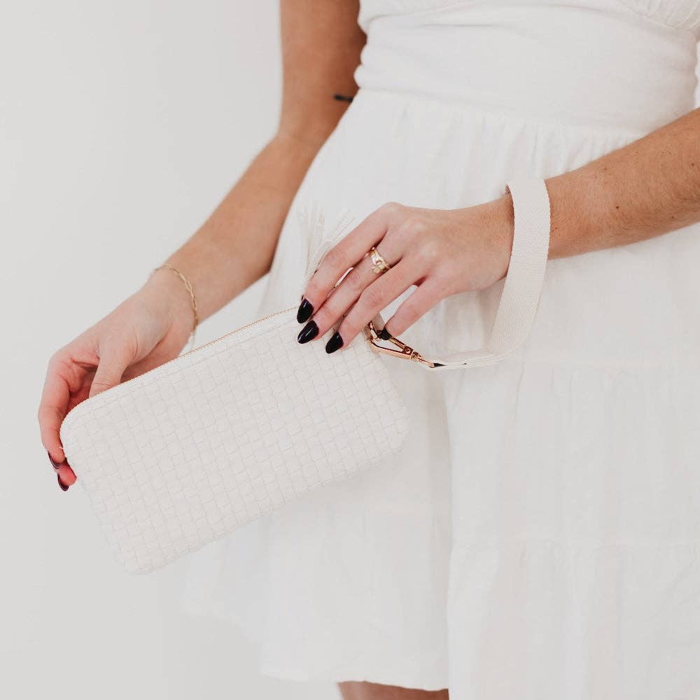 Emma Woven Clutch Wristlet - Cream