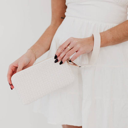Emma Woven Clutch Wristlet - Cream