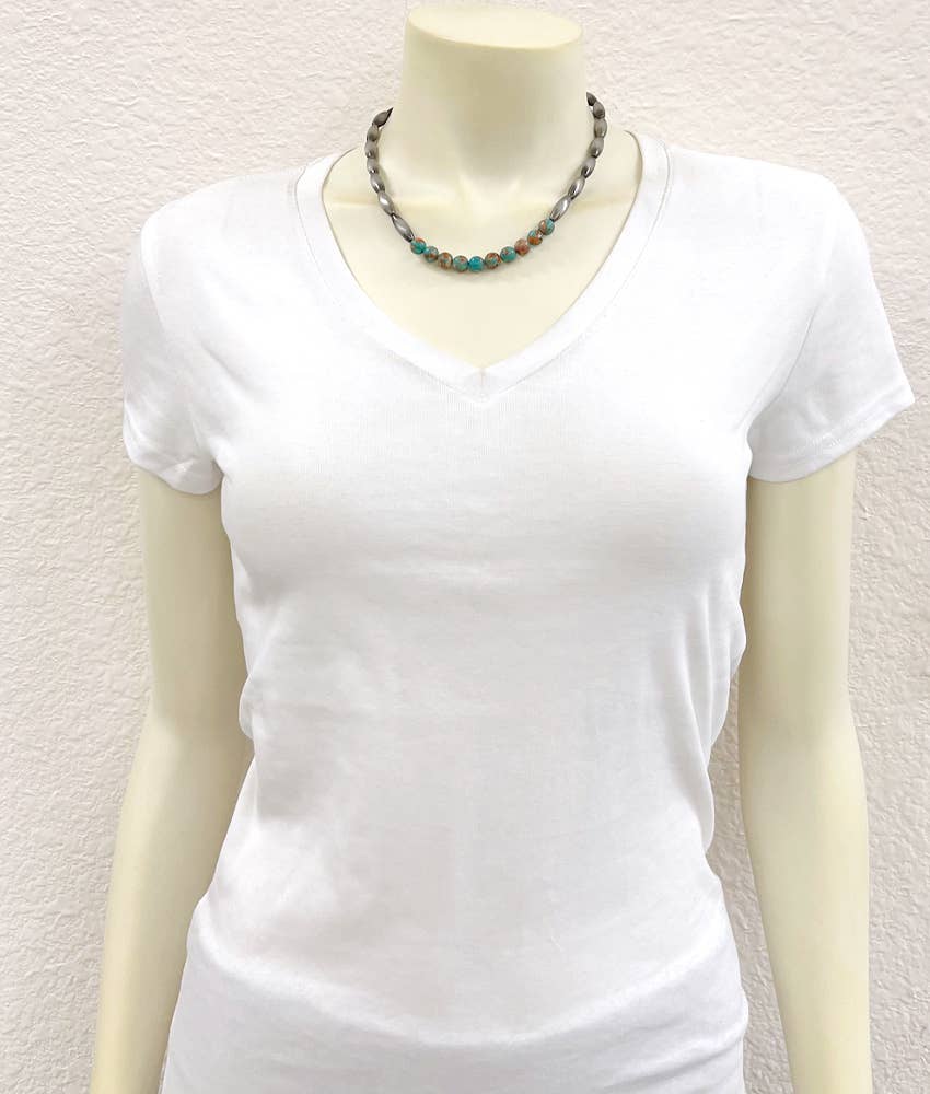 Western Elongated Bead Gemstone Necklace