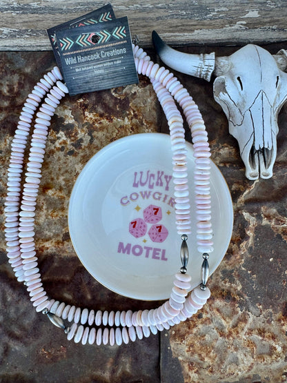 Western Pink Conch Necklace/Navajo Pearl Necklace/Boho