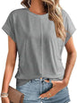 Women's Pleated Short Sleeved Blouse - Gray