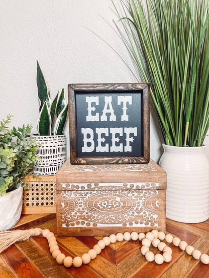 'Eat Beef' Wood Sign