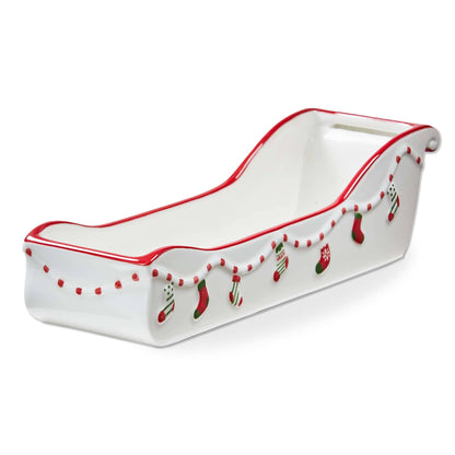 Christmas Holiday Cheer Sleigh Cracker Dish
