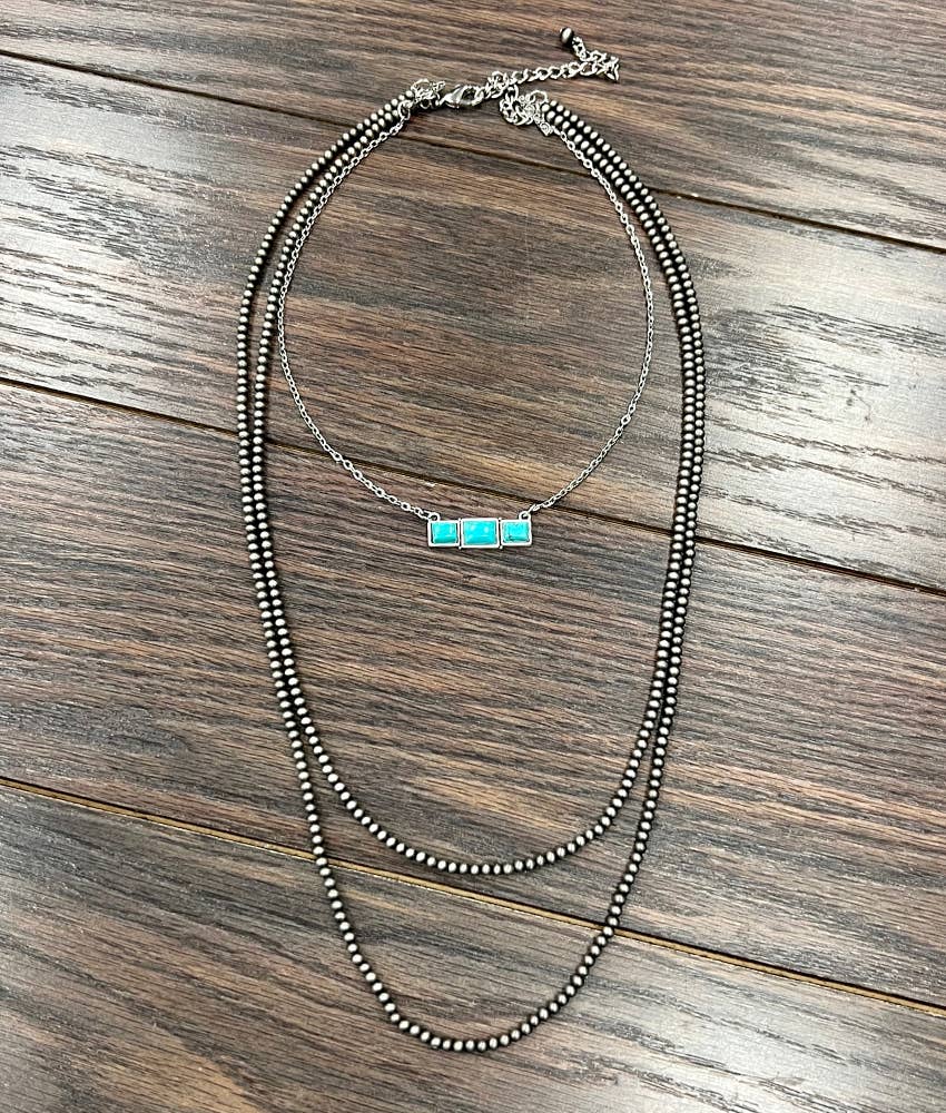 Navajo Bar Turquoise 3-Strand Necklace